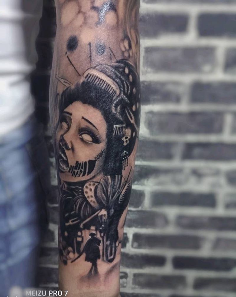 遮盖纹身图片_手臂欧美写实老传统纹身图案