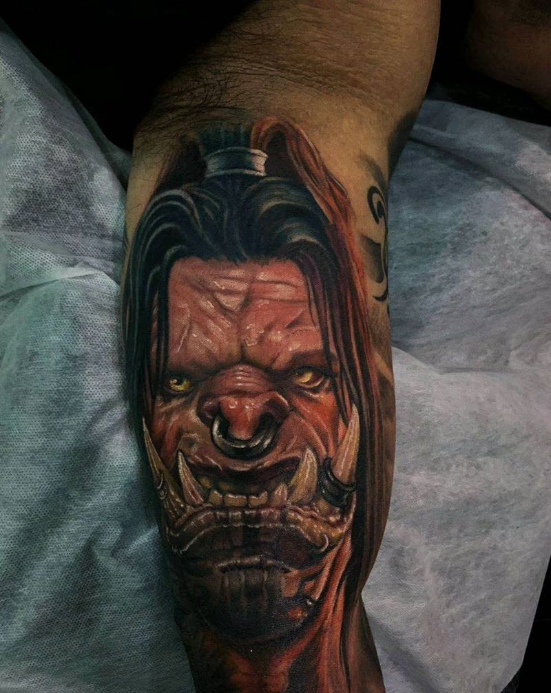 欧美地狱咆哮纹身图片_手臂欧美写实纹身图案