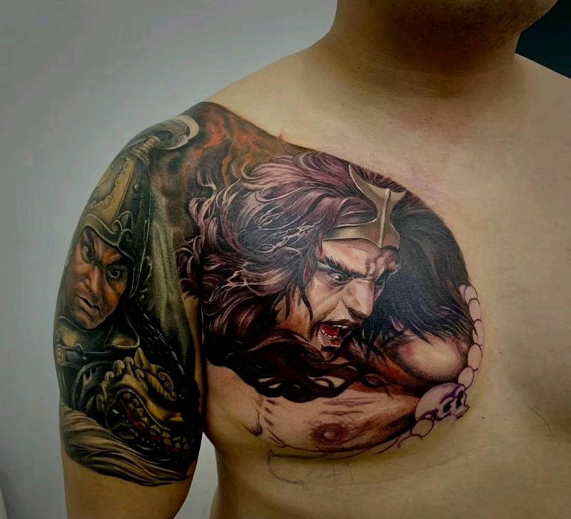 武将半甲纹身图片_手臂老传统纹身图案