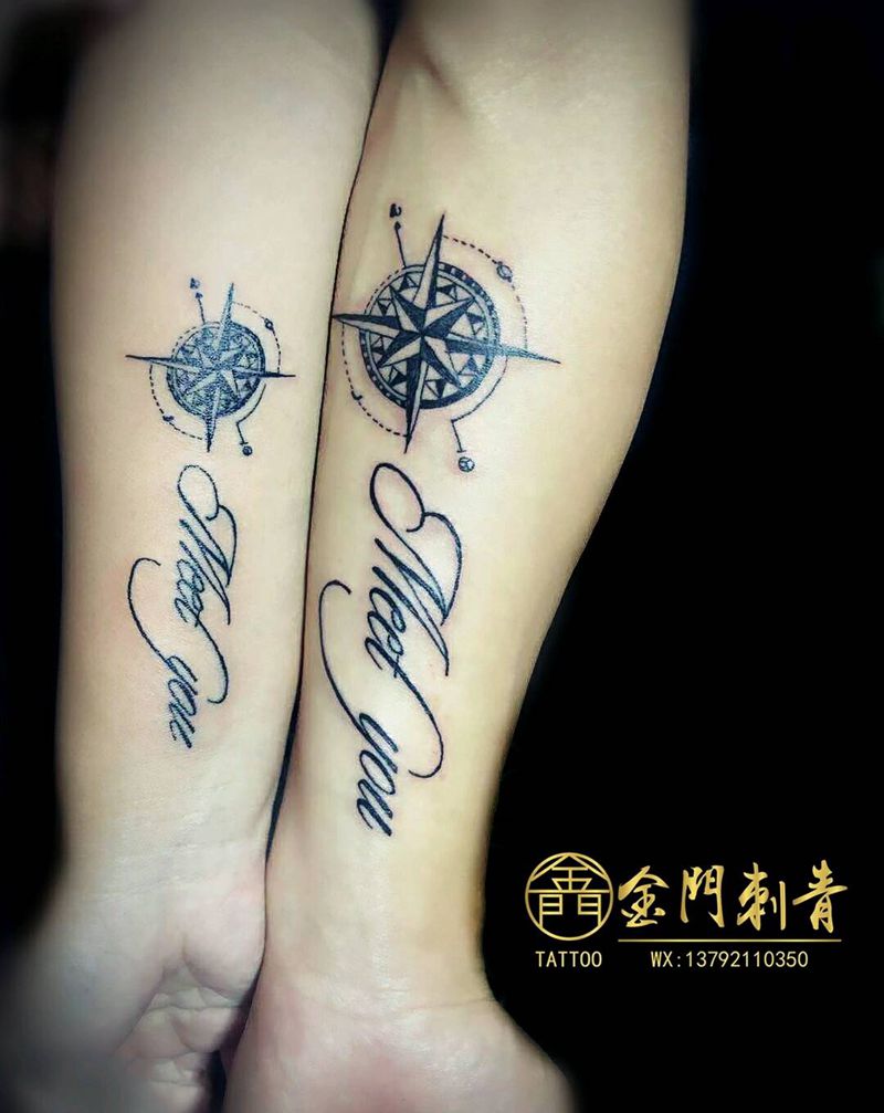 情侣小作《欣师傅作品》纹身图片_手臂新传统图腾情侣英文小臂纹身图案