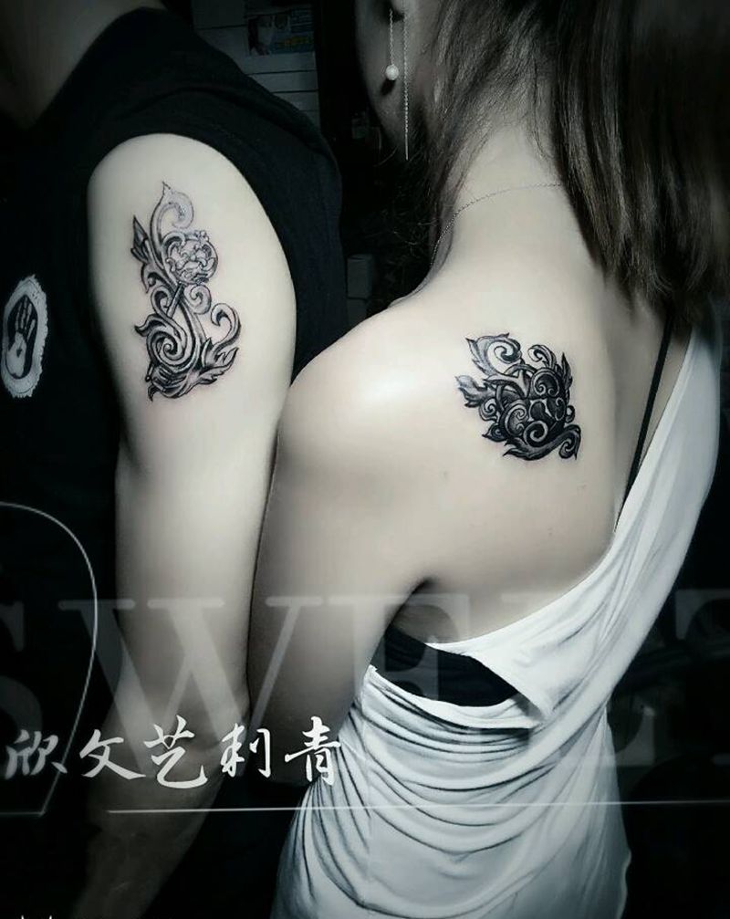 情侣心锁《旺哥欣作品》纹身图片