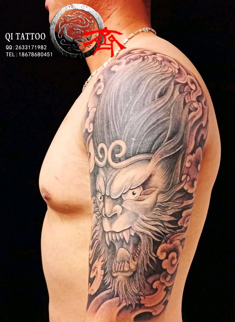 斗战胜佛纹身图片_手臂新传统纹身图案