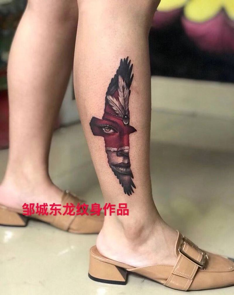 印第安美女纹身图片