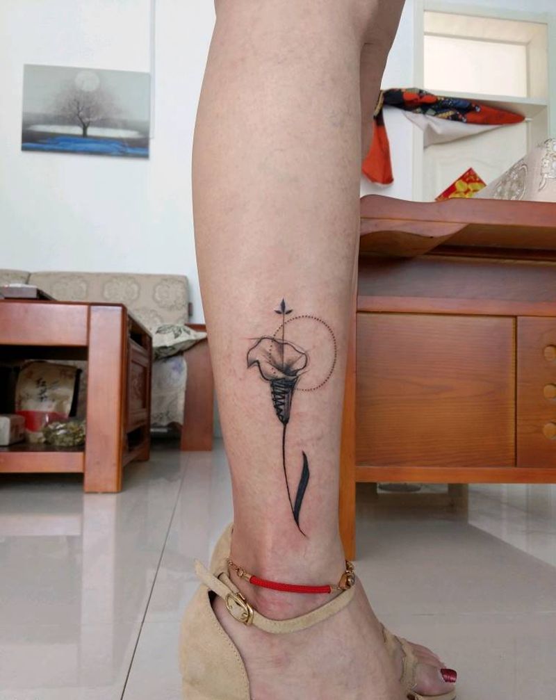 小清新纹身图片_腿部新传统纹身图案