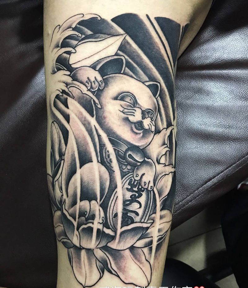 招财猫纹身图片