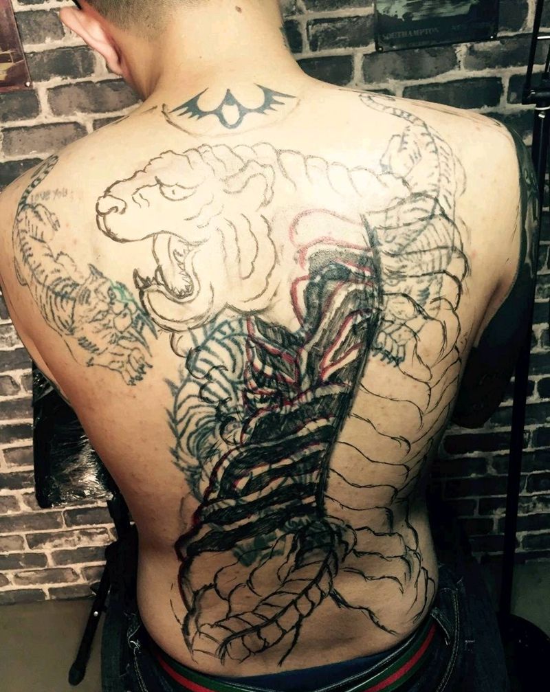 遮盖纹身图片_背部纹身图案
