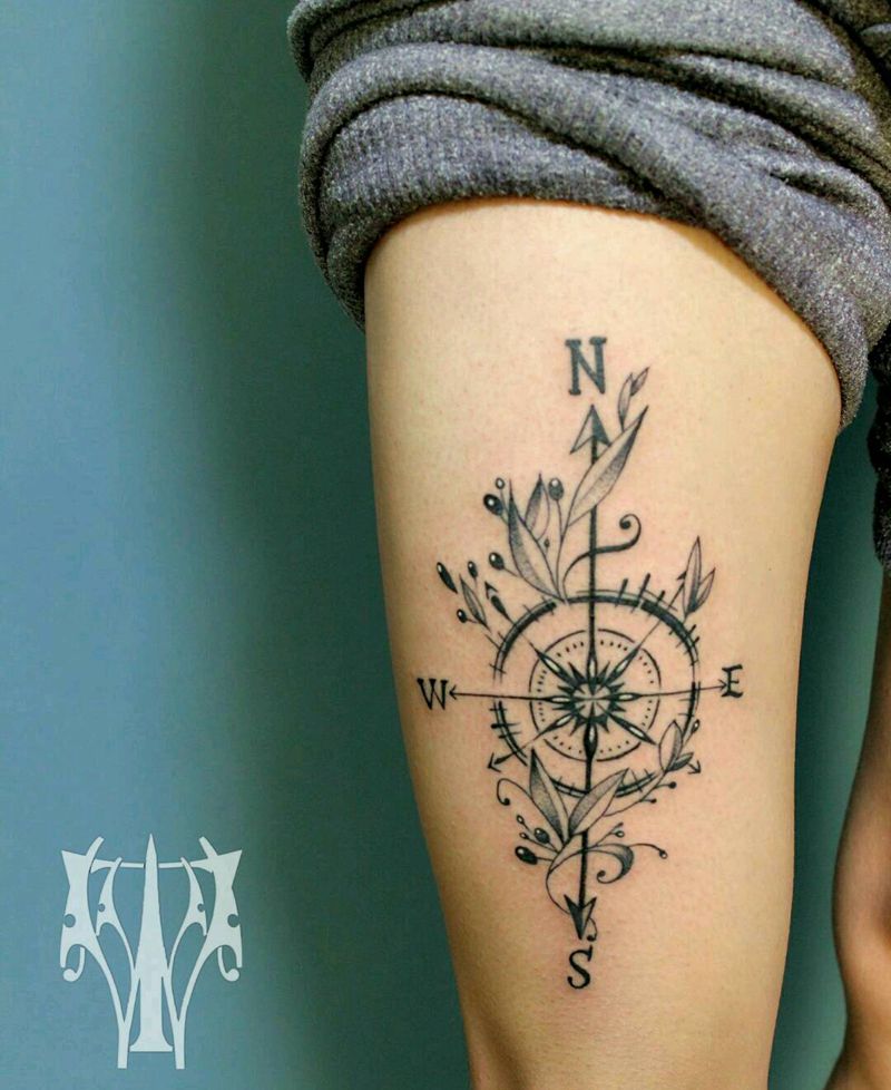 指南针纹身图片