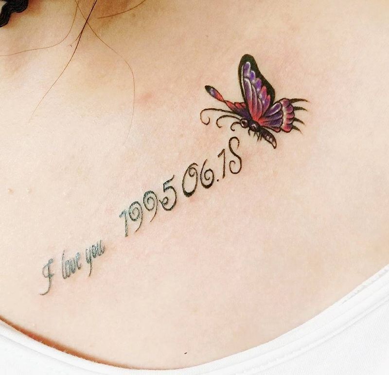 蝴蝶纹身图片_胸部图腾纹身图案