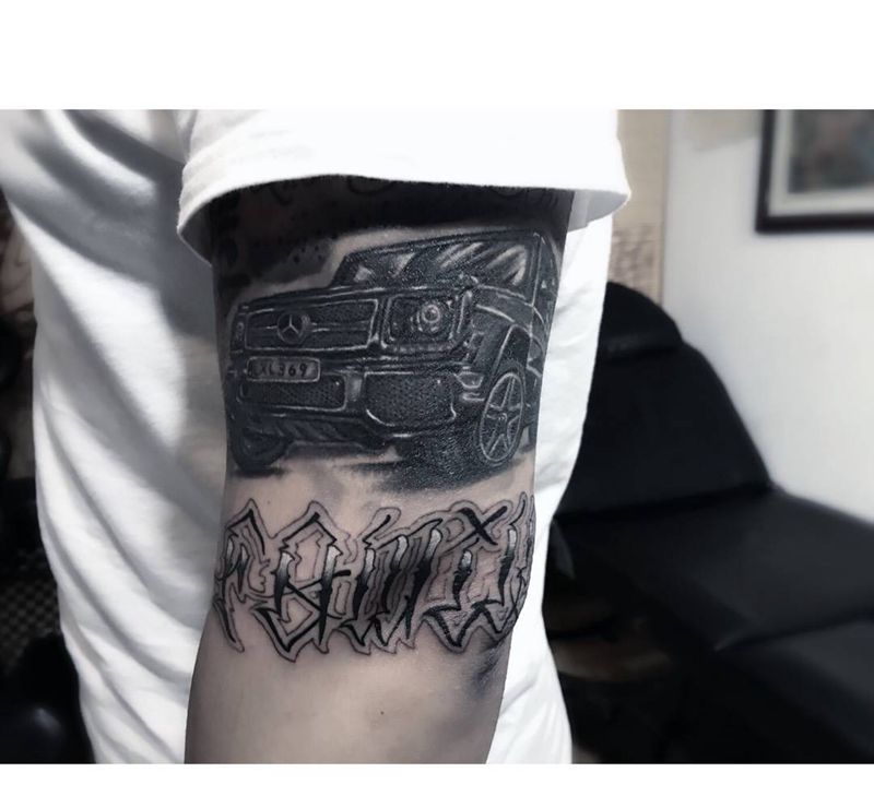 奇卡诺花体英文纹身图片_成品手臂欧美字符清新纹身图案