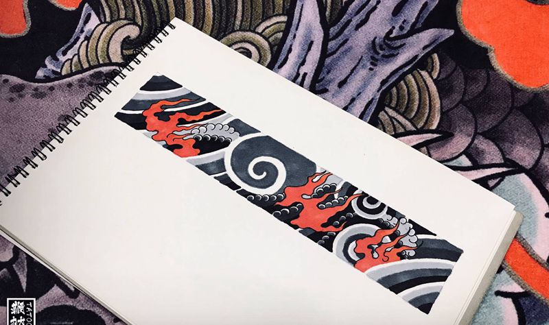 订个带火的臂环[嘿哈]纹身图片_手臂老传统纹身图案