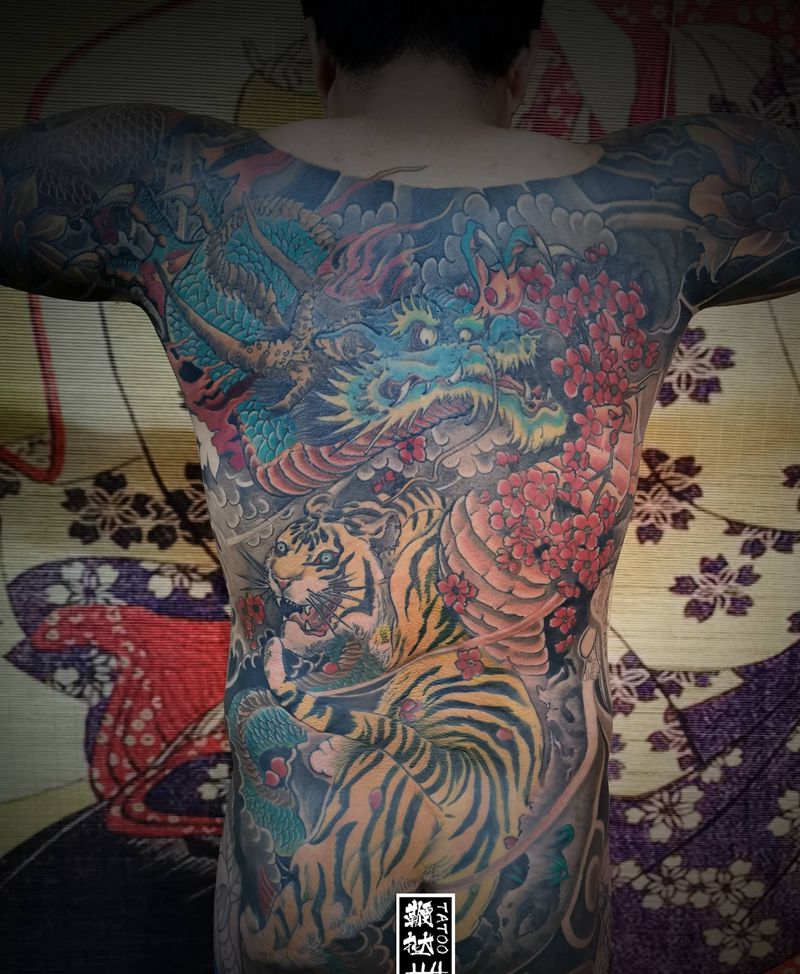 前年的，这次收个尾。纹身图片_背部新传统纹身图案