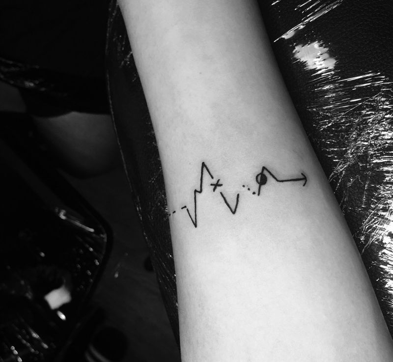 昨夜加一小图纹身图片_成品手臂清新几何纹身图案