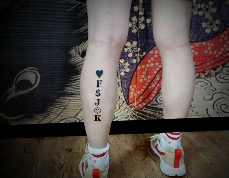 我也不知道啥意思…纹身图片_腿部纹身图案