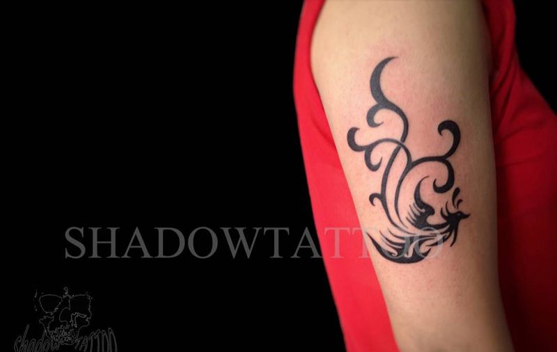 凤凰图腾纹身图片_成品手臂清新图腾纹身图案