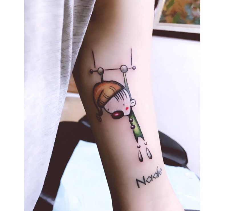 一打清新小图纹身图片_成品颈部手臂腹部手部欧美清新字符卡通线条纹身图案