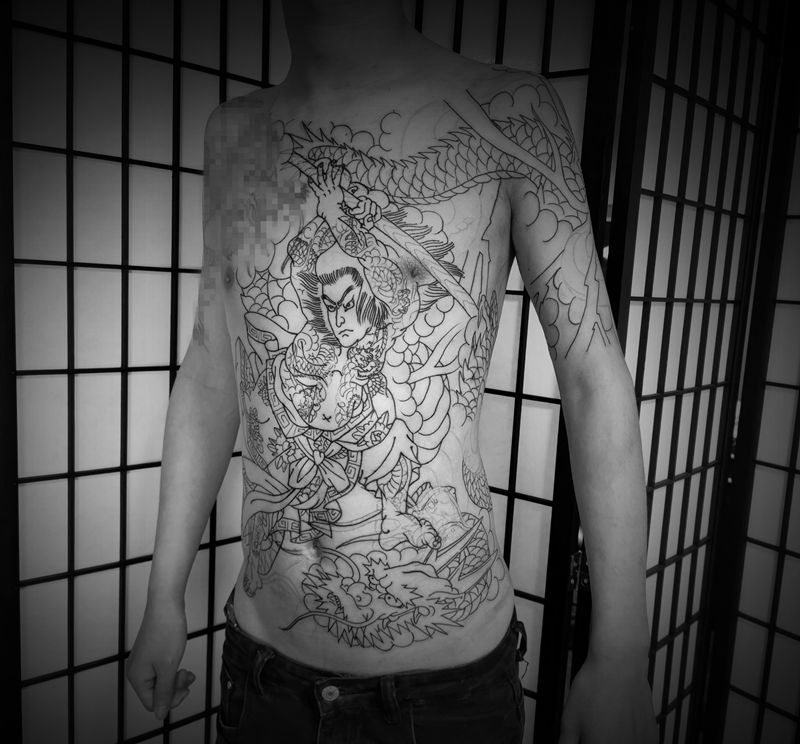 史进,第二番纹身图片_胸部腹部老传统纹身图案