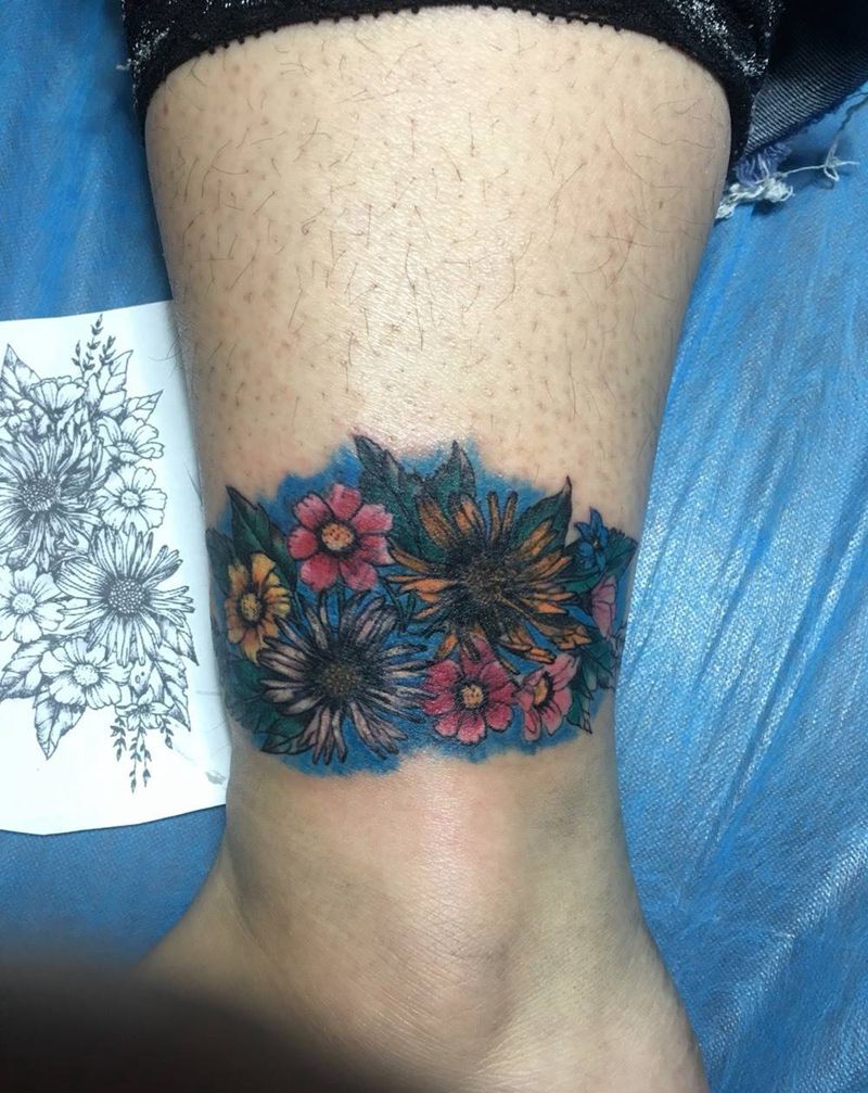 遮盖纹身图片_成品脚部清新遮盖纹身图案