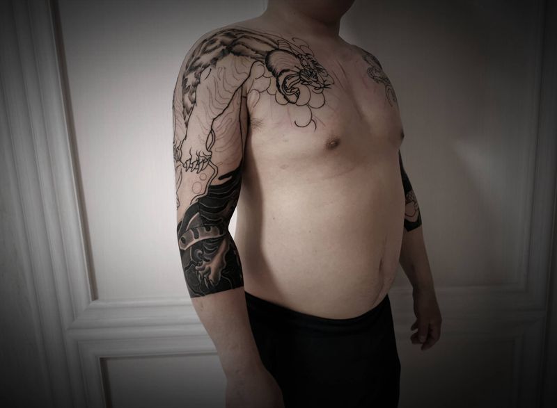 5月打野日记之龙虎相搏第一番。纹身图片_老传统纹身图案