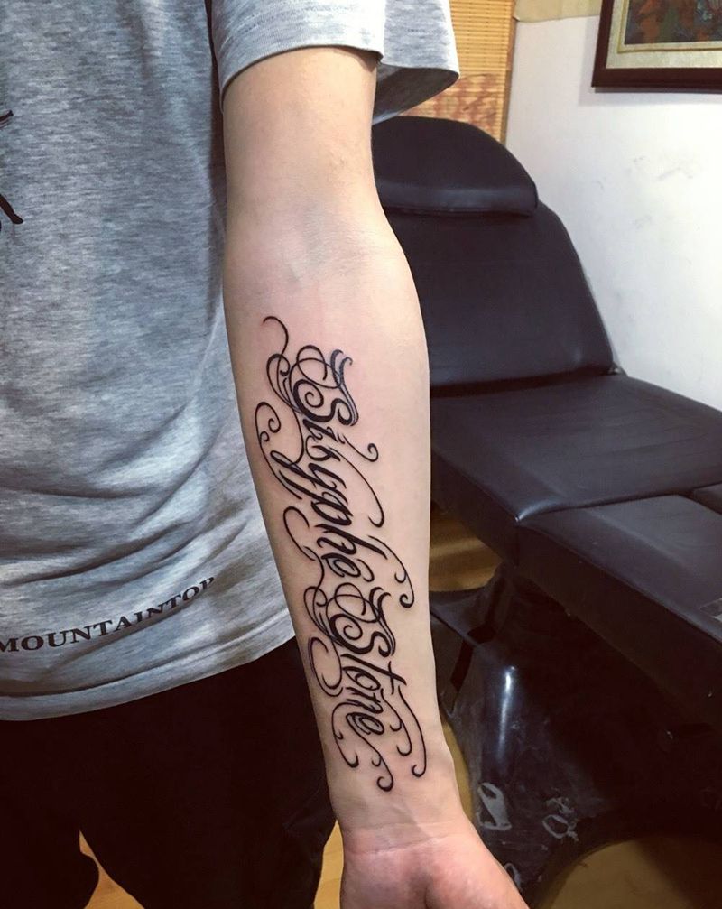 花体英文纹身图片