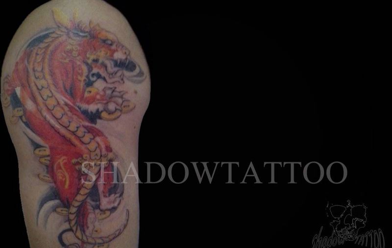 貔貅纹身图片_成品手臂宗教大臂纹身图案