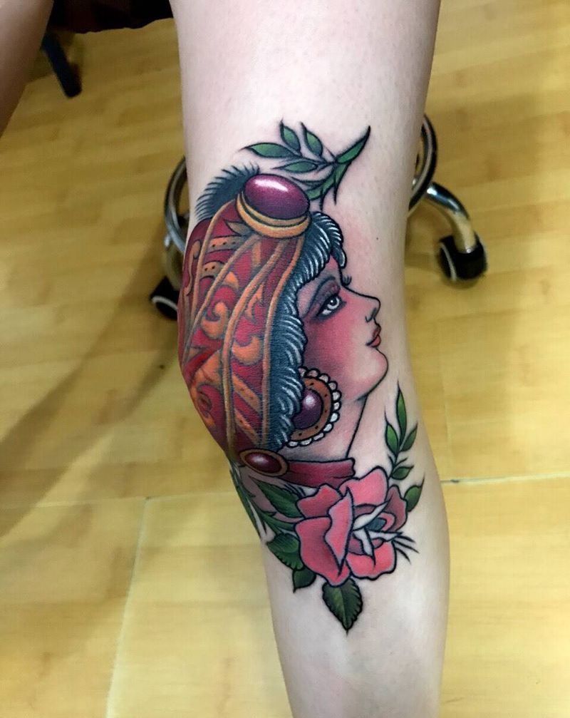 疤痕遮盖纹身图片_成品脚部腿部欧美传统肖像人物植物清新动物纹身图案