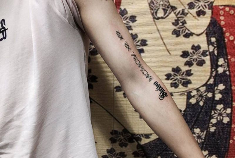 迷幻的字母纹身图片_字符成品手臂清新欧美纹身图案