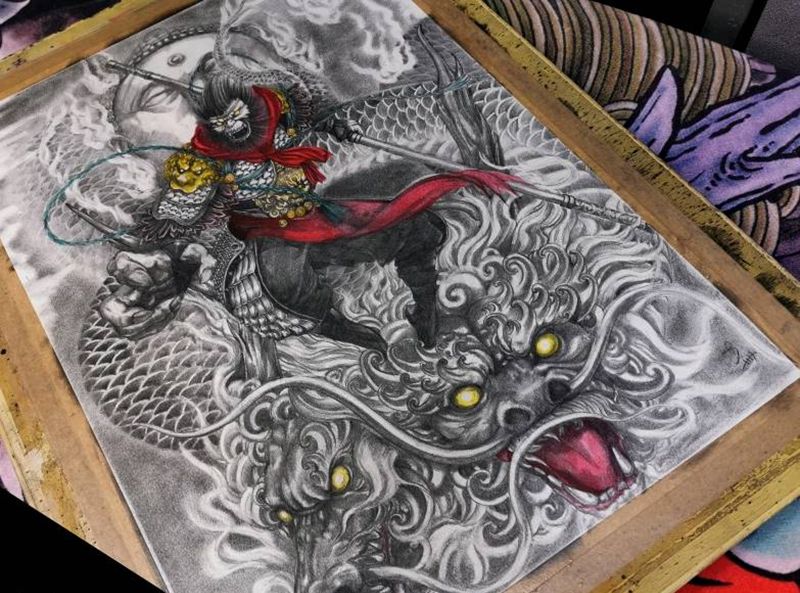 齐天大圣纹身图片_背部臀部新传统孙悟空纹身图案