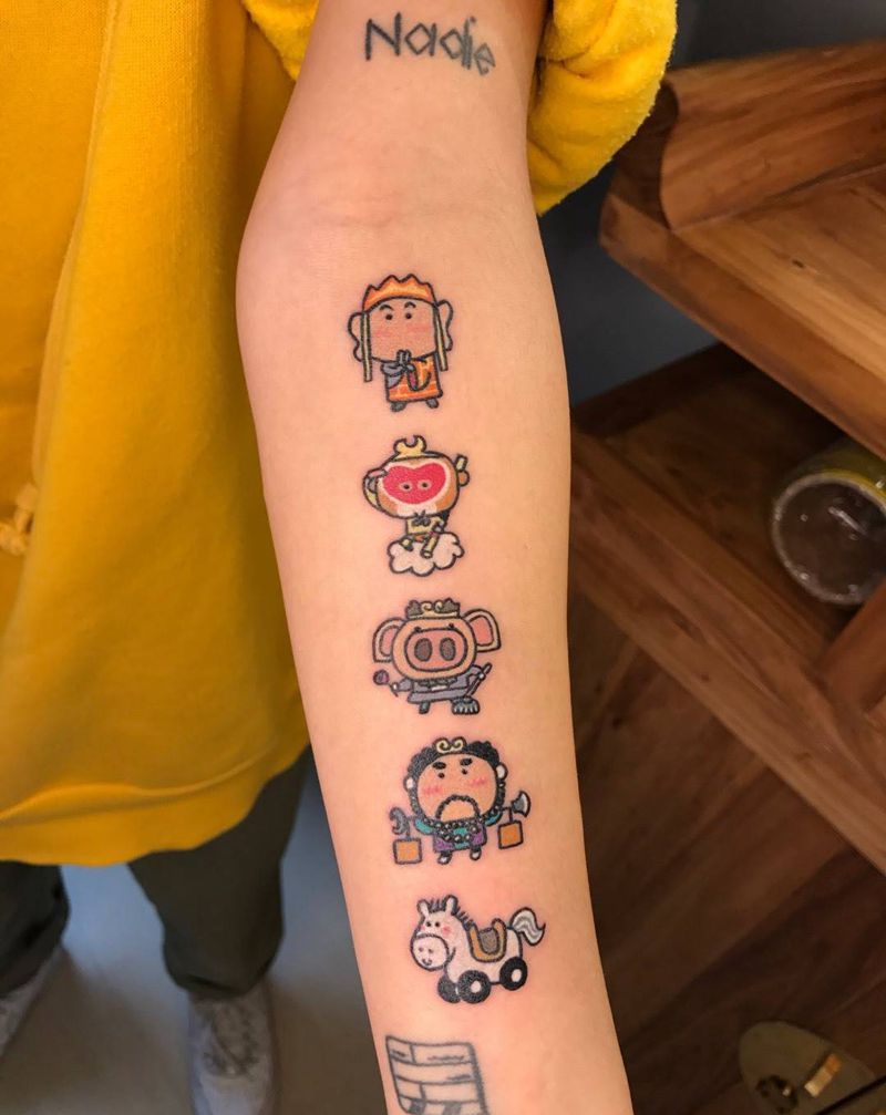 插画西游纹身图片_手部手臂Old SchoolNew School悟空西游记马纹身图案