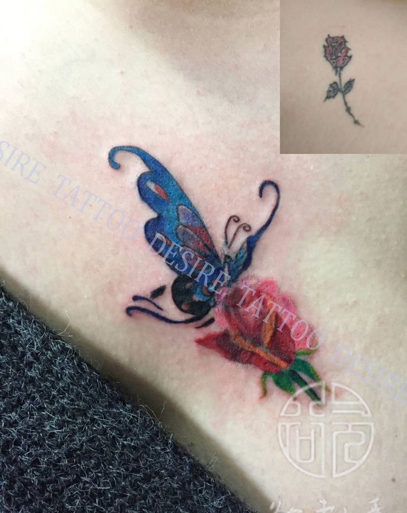 遮盖纹身图片_成品胸部清新纹身图案