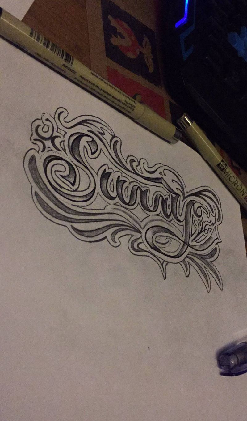 奇卡诺字体纹身图片_手稿字符纹身图案