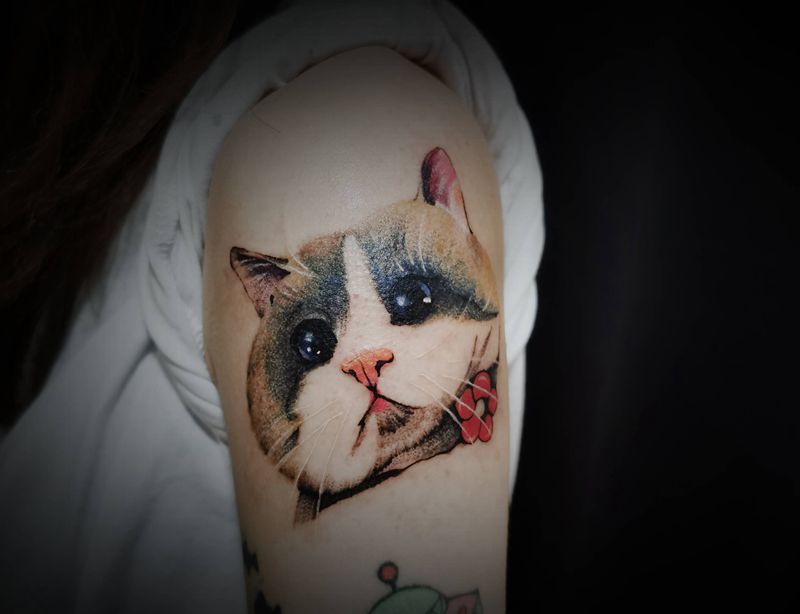 大胖子纹身图片_手臂欧美写实纹身图案