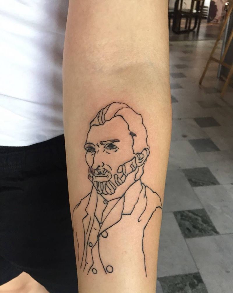 线描纹身图片_成品手臂清新纹身图案