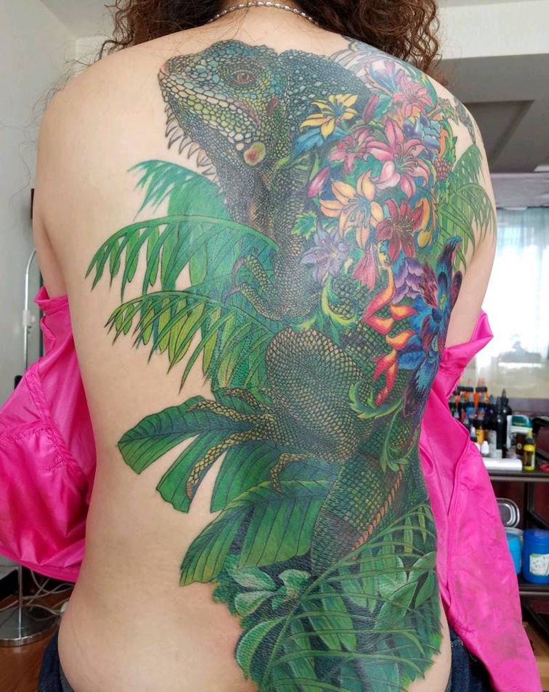 绿鬃蜥蜴纹身图片