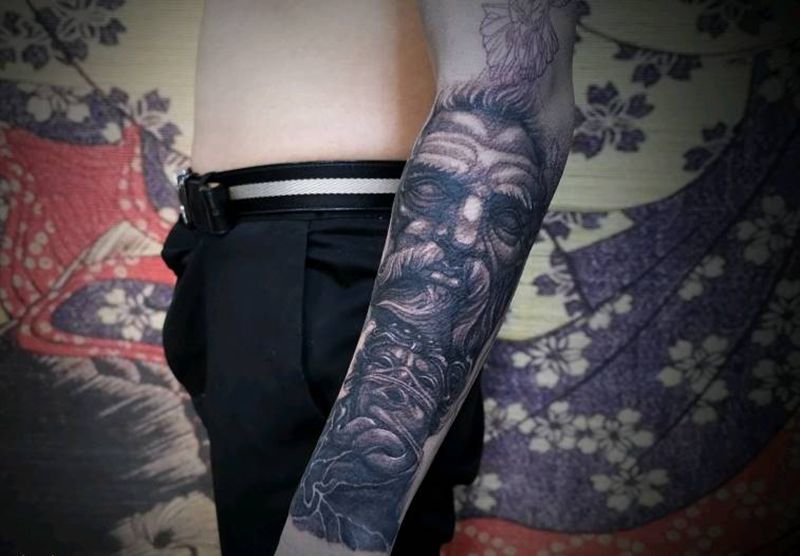 第一回合波塞冬完成,阿特拉斯未纹身图片_手臂欧美写实纹身图案