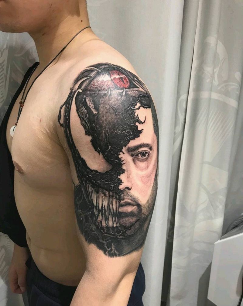 毒液＋说唱歌手阿姆＋生化眼睛纹身图片