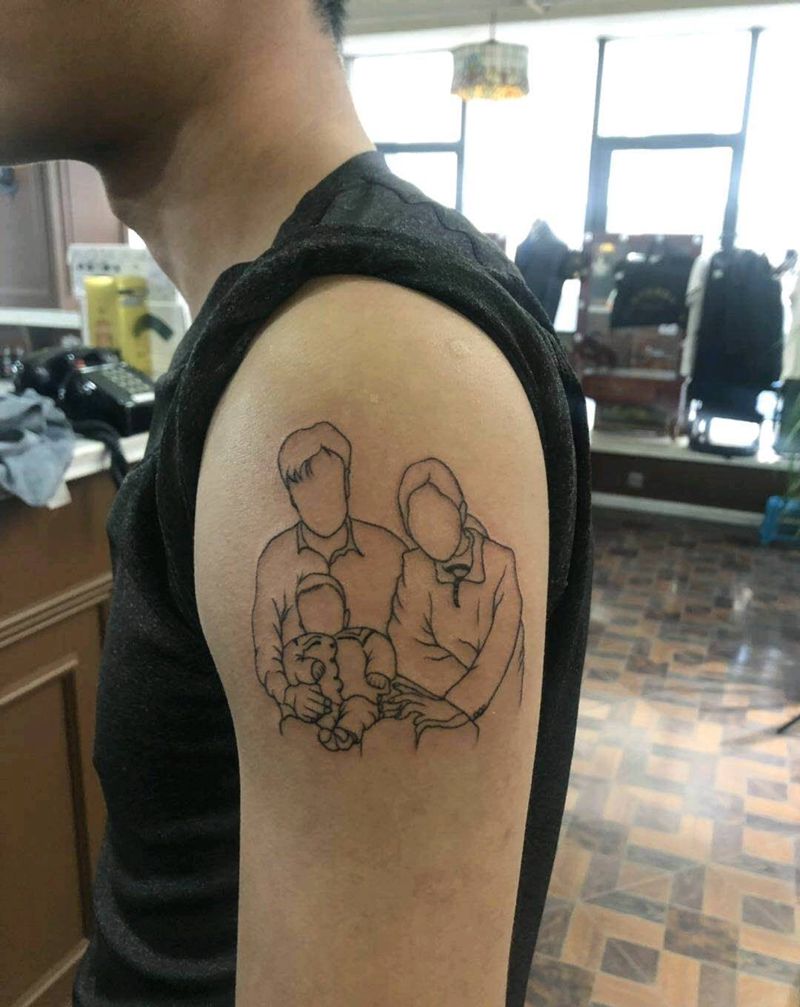 简笔画全家福纹身图片