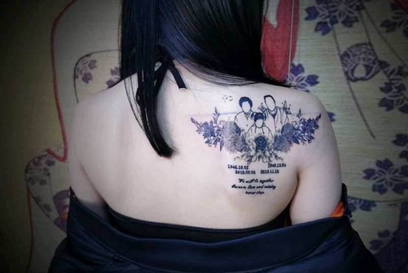 上次做的，添新枝～纹身图片_背部肩部点刺纹身图案