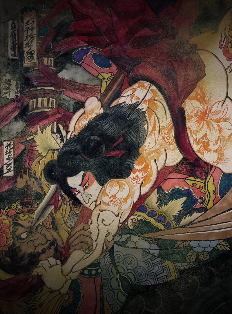 恶哪吒!纹身图片_背部老传统纹身图案