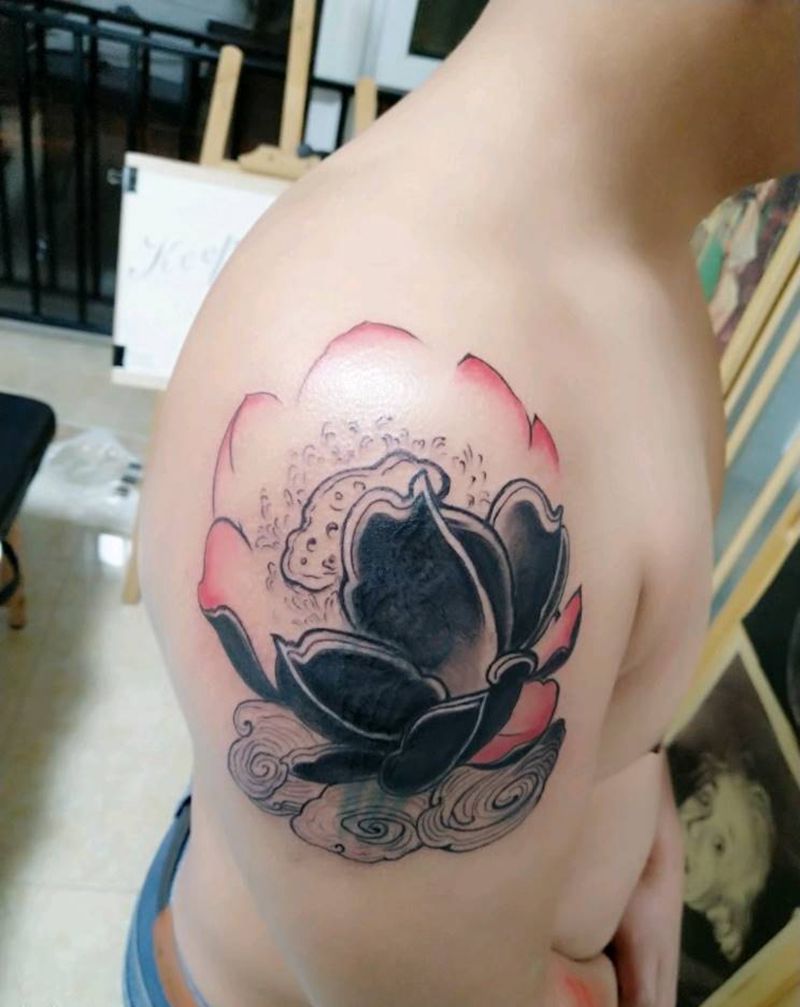 荷花  遮盖旧纹身纹身图片