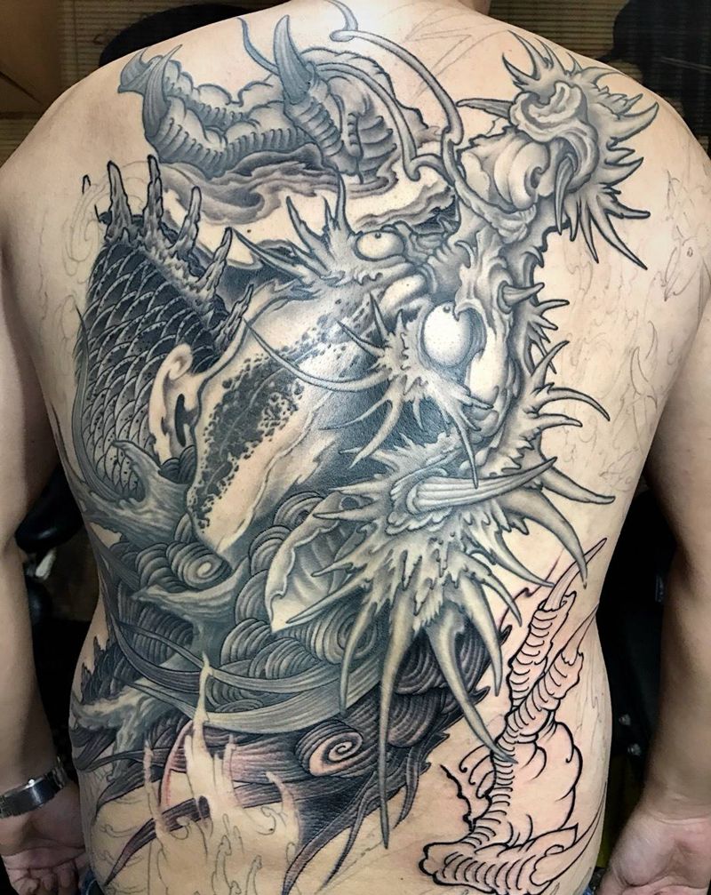 工作花絮纹身图片_成品肩部背部臀部腰部传统动物鬼神宗教腿部纹身图案