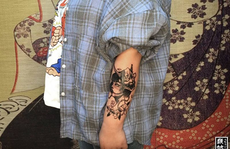 少女般若[嘿哈]纹身图片_手臂少女般若纹身图案