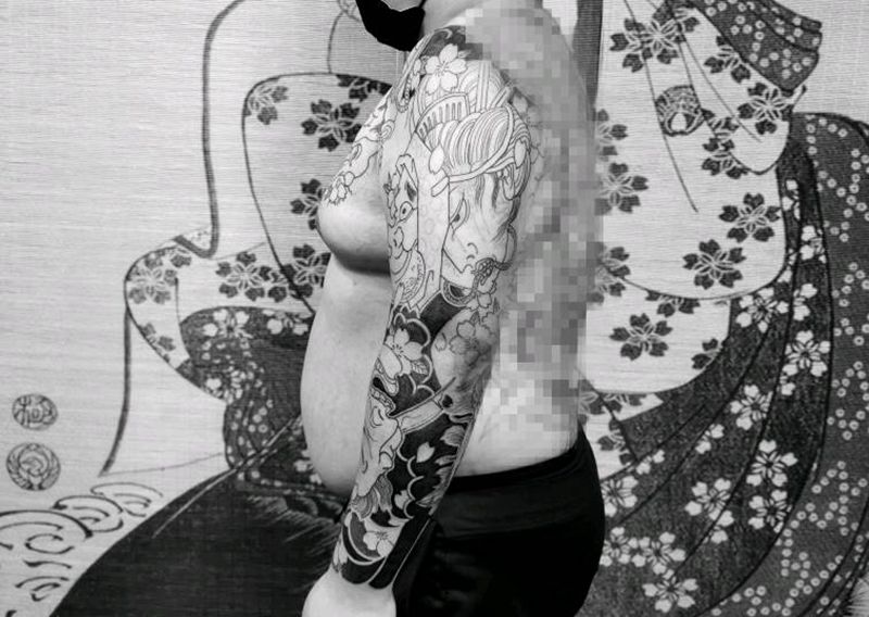 生首打雾篇，未完成纹身图片_手臂老传统纹身图案