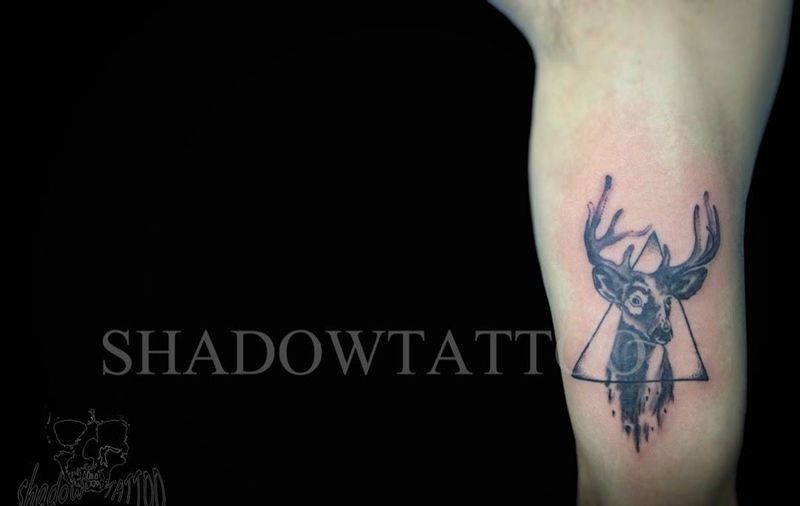 麋鹿纹身图片_成品手臂清新动物纹身图案