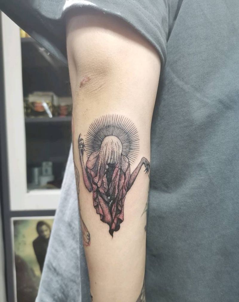 死神纹身图片_手臂点刺纹身图案