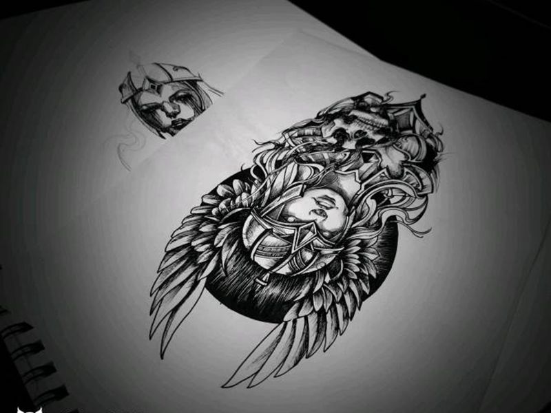 黑化版雅典娜定稿。纹身图片_手臂纹身图案