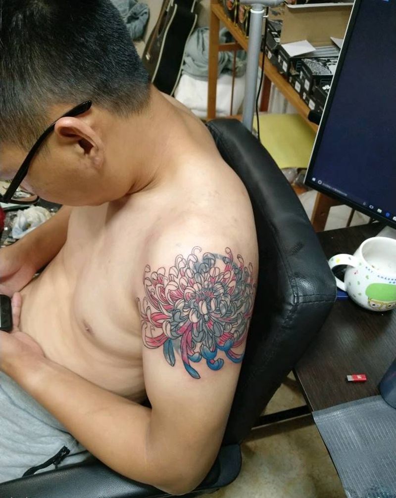 遮盖作品未完成纹身图片_肩部纹身图案