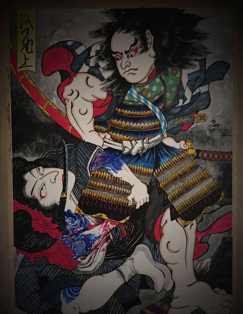 以下犯上纹身图片_老传统纹身图案