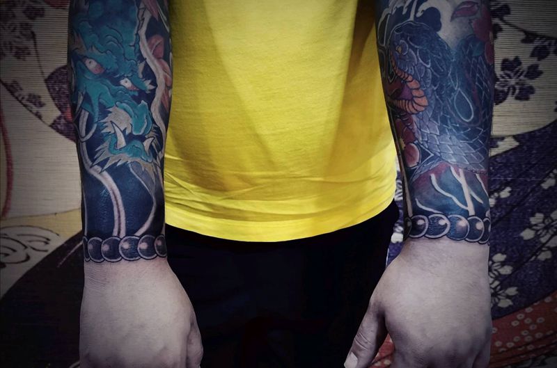 加对串儿～纹身图片_手臂老传统纹身图案