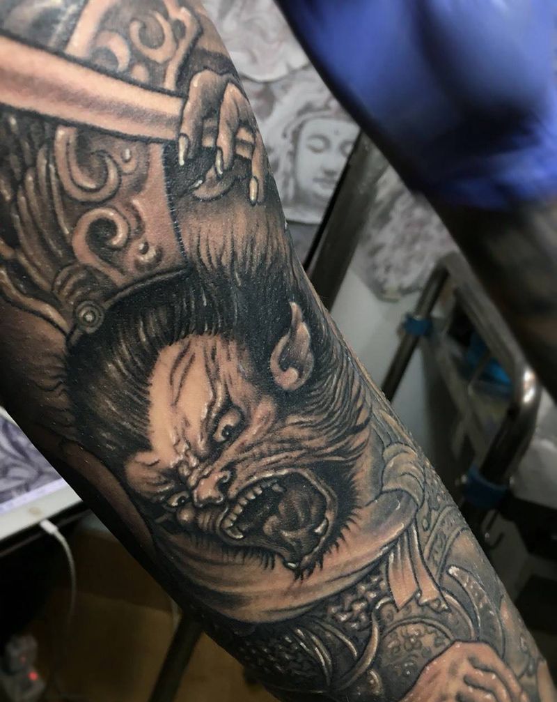 齐天大圣大战牛魔王纹身图片