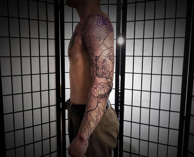 第一回合，线条，未走完[捂脸]纹身图片_手臂纹身图案